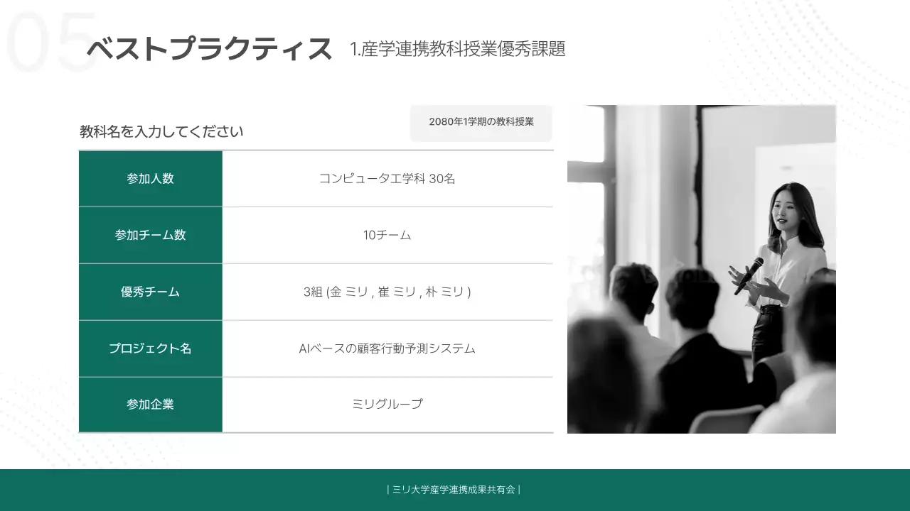 緑 シンプル 会議 資料 プレゼンテーション