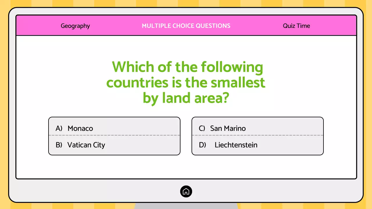 Pink Trendy Geography Quiz Presentation