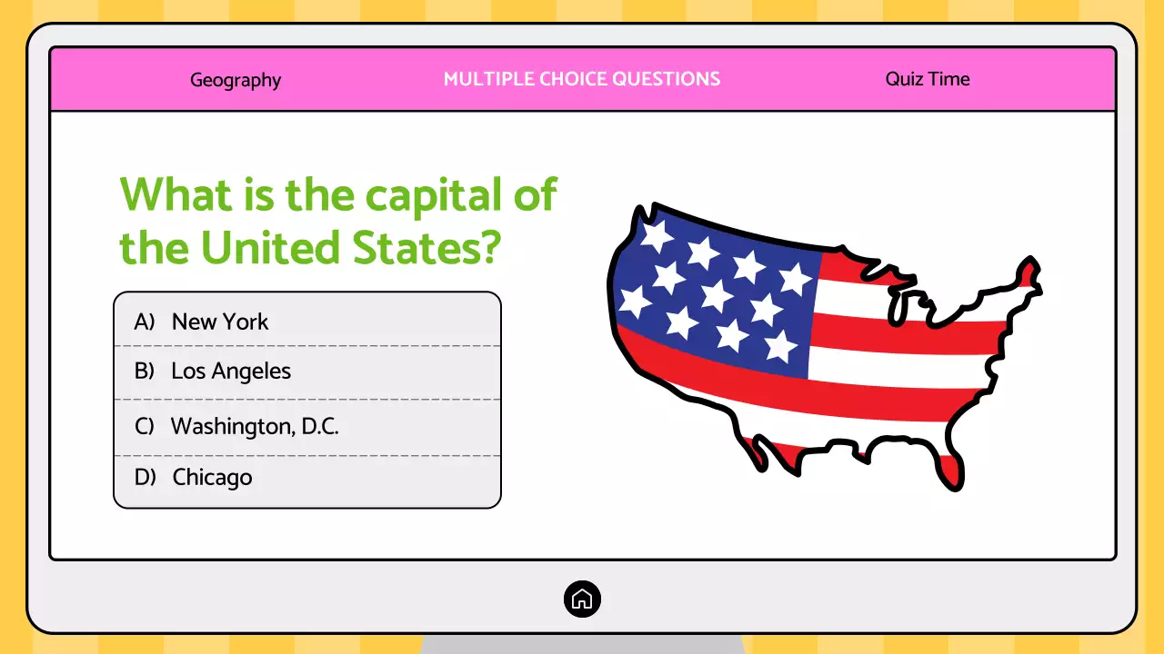 Pink Trendy Geography Quiz Presentation