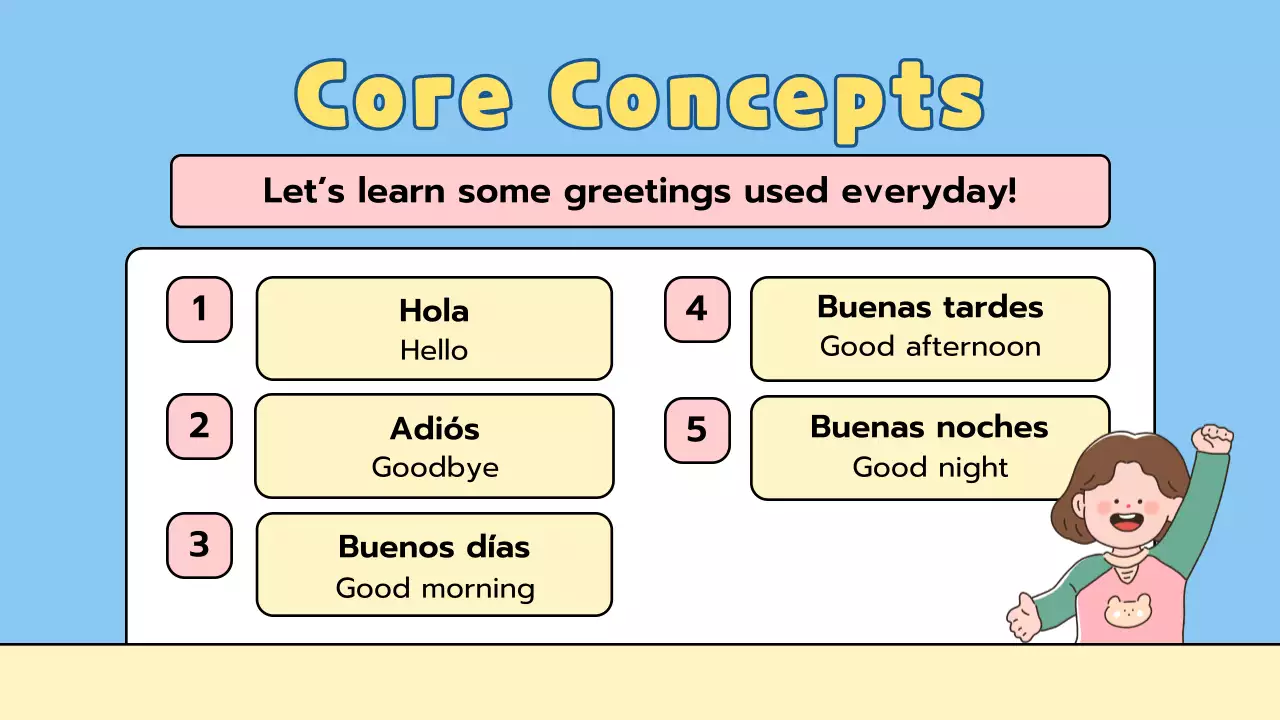 Blue Simple Spanish Class Guide Presentation