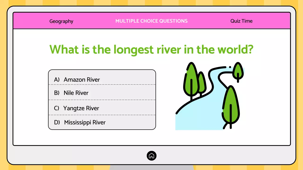 Pink Trendy Geography Quiz Presentation