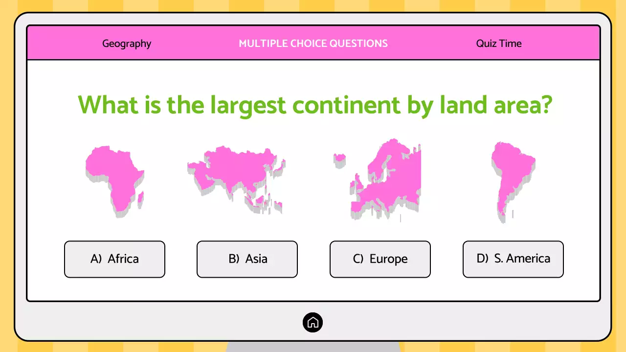Pink Trendy Geography Quiz Presentation
