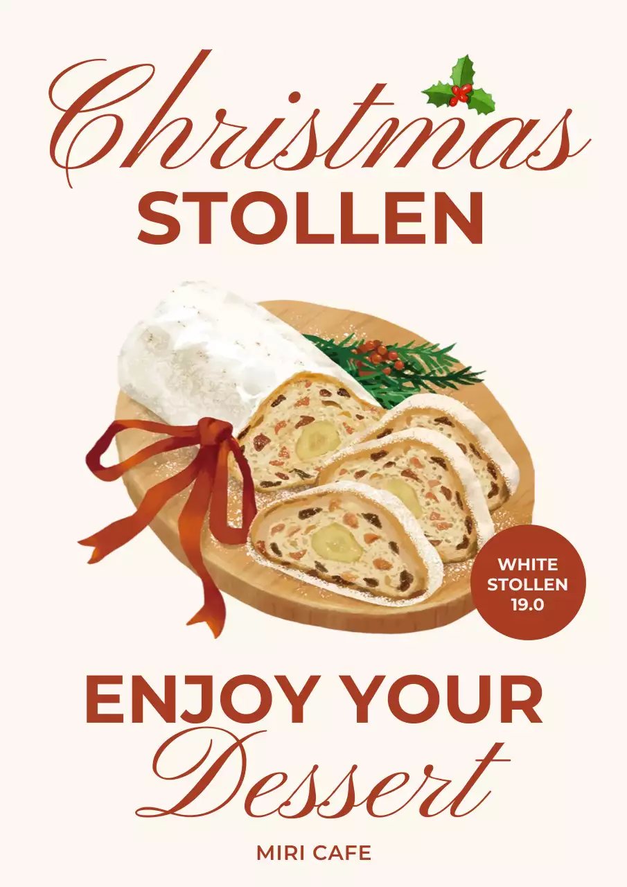 アイボリー シンプル デザート メニュー ポスター