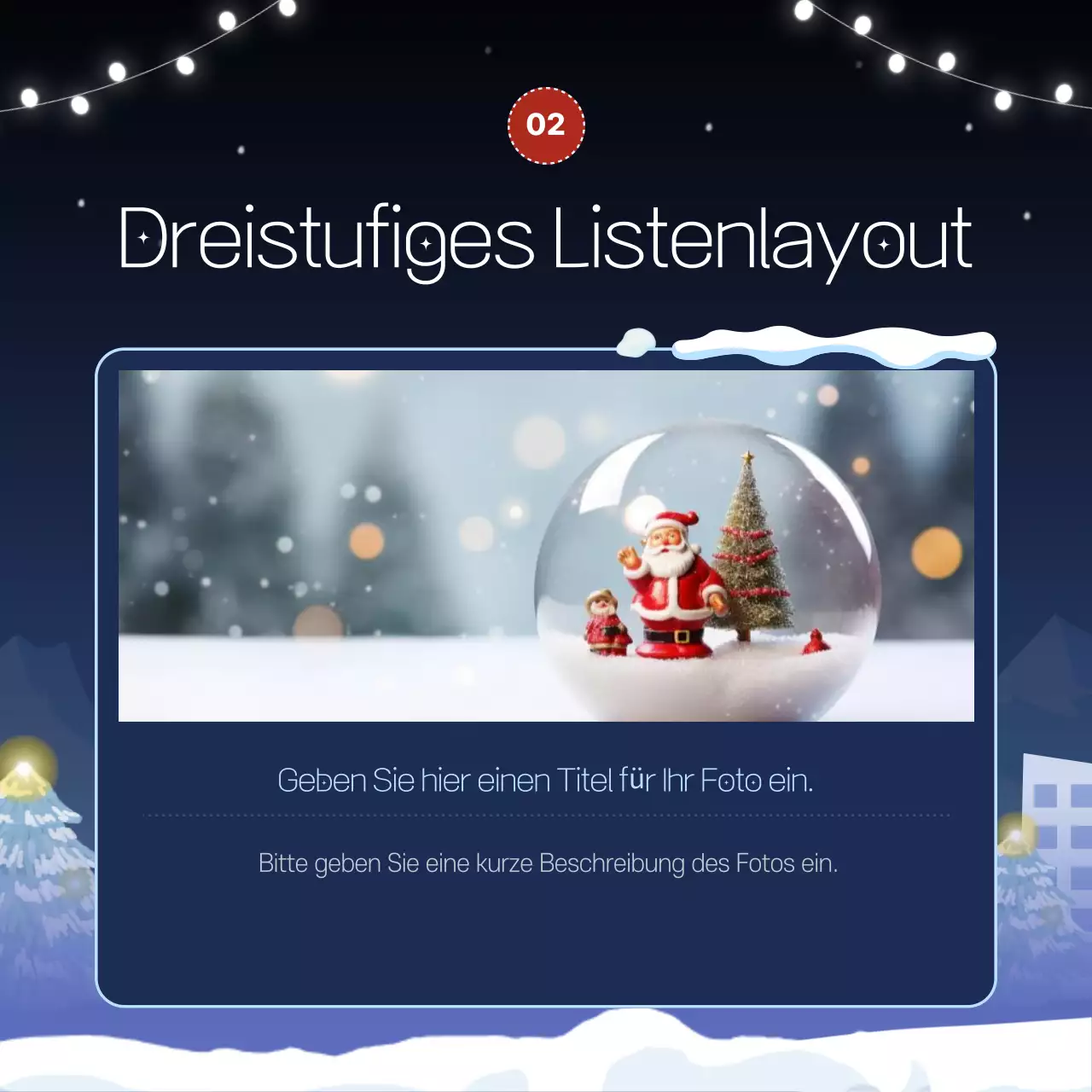 Werbung für eine Winterveranstaltung in Marineblau