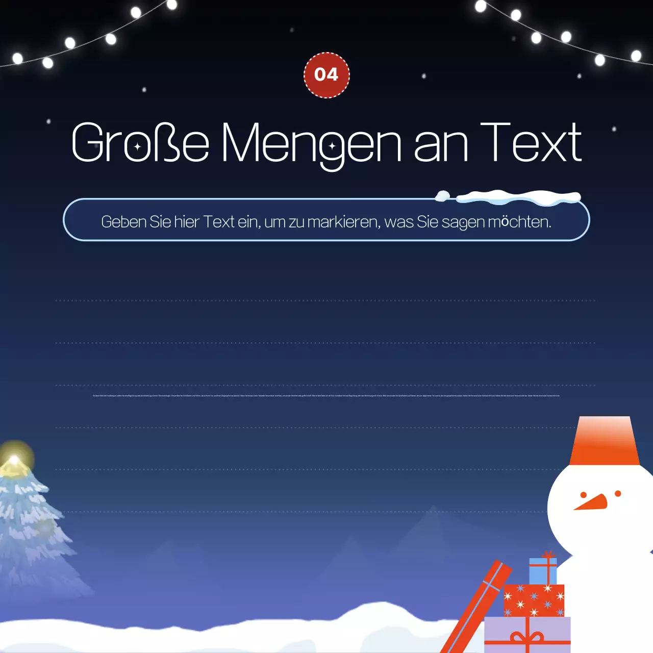 Werbung für eine Winterveranstaltung in Marineblau
