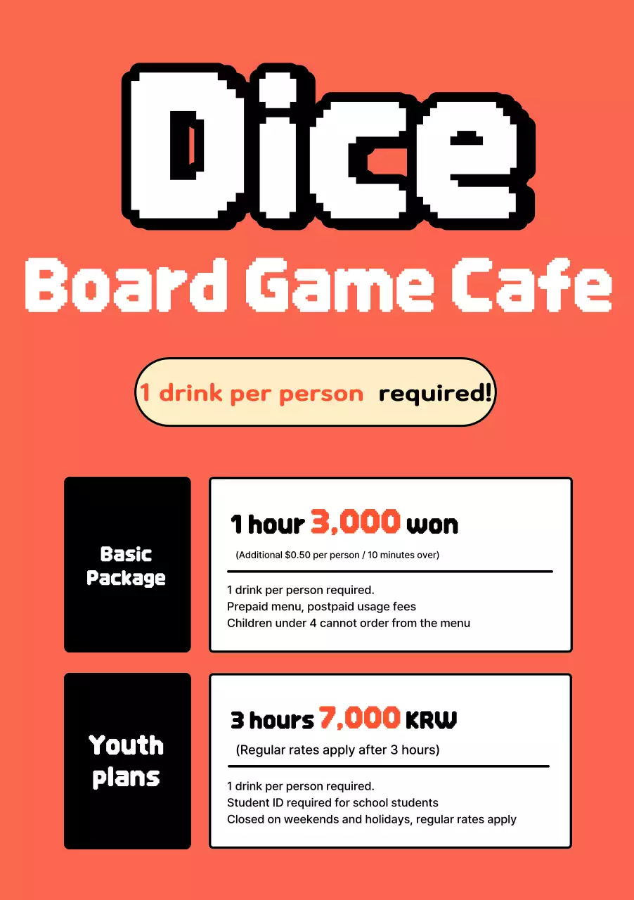 Promote a light blue retro board game cafe