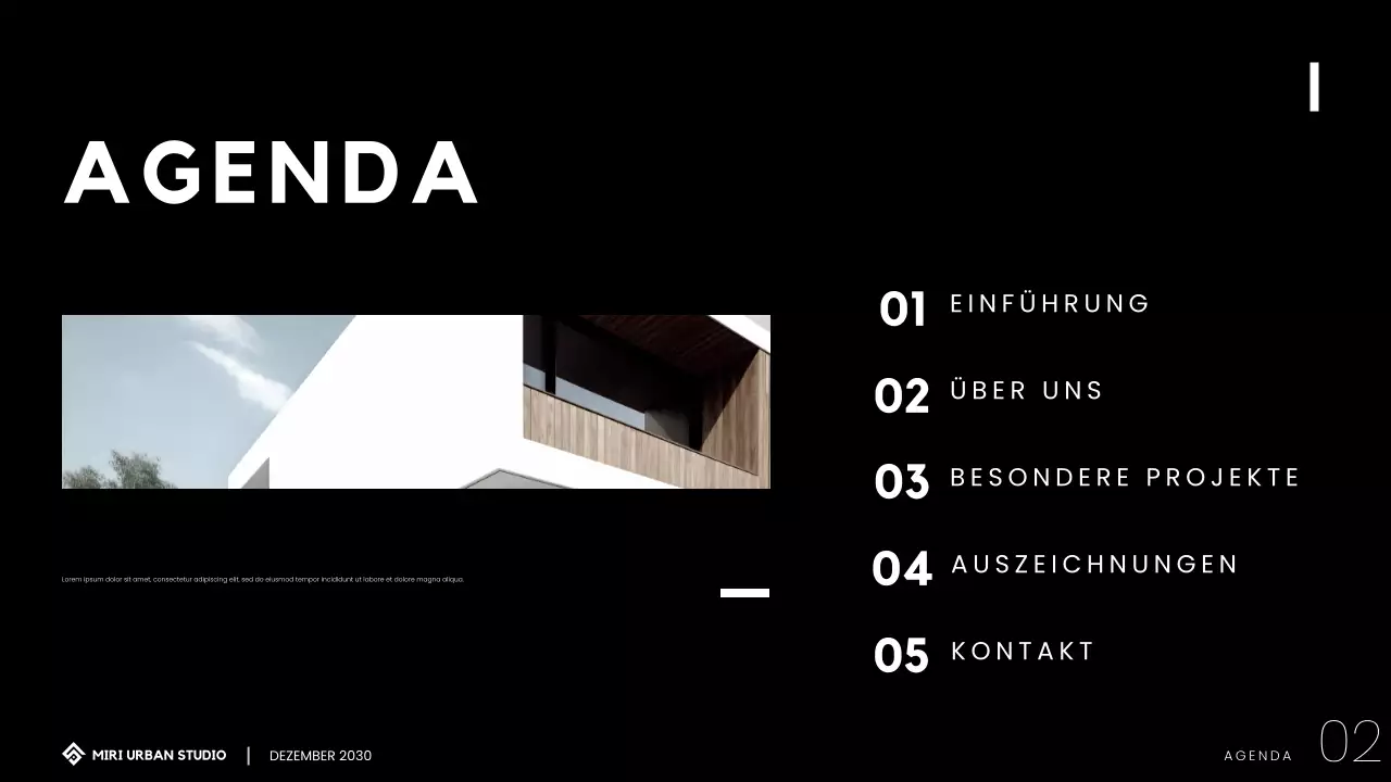 Modernes minimalistisches Architektur-Portfolio Präsentation