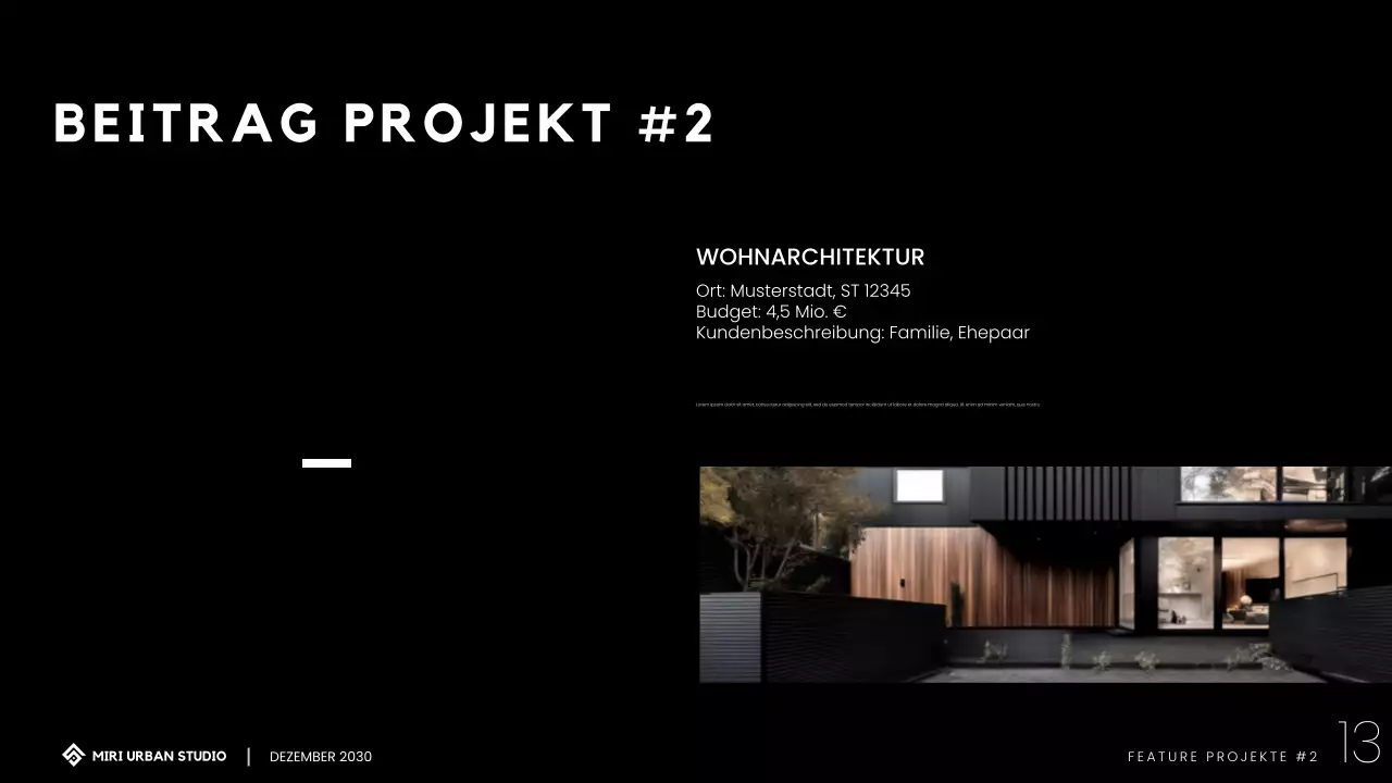 Modernes minimalistisches Architektur-Portfolio Präsentation