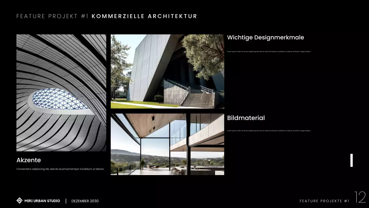 Modernes minimalistisches Architektur-Portfolio Präsentation