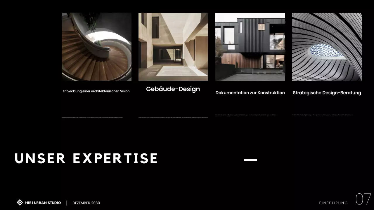 Modernes minimalistisches Architektur-Portfolio Präsentation