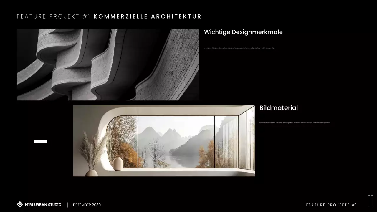 Modernes minimalistisches Architektur-Portfolio Präsentation