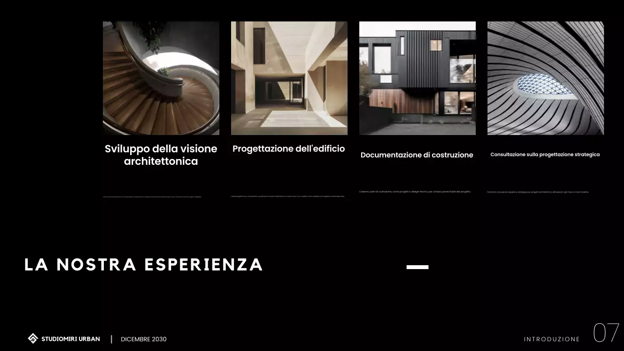 Presentazione del portafoglio di architettura moderna e minimalista
