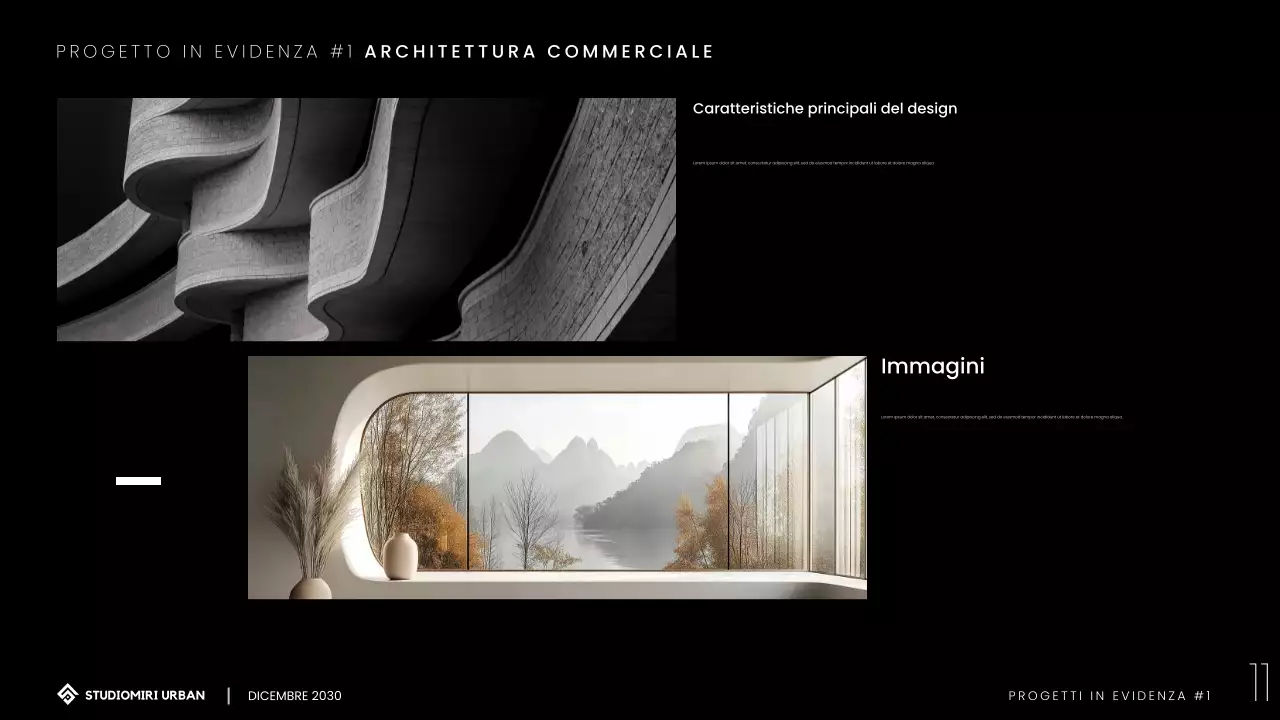 Presentazione del portafoglio di architettura moderna e minimalista