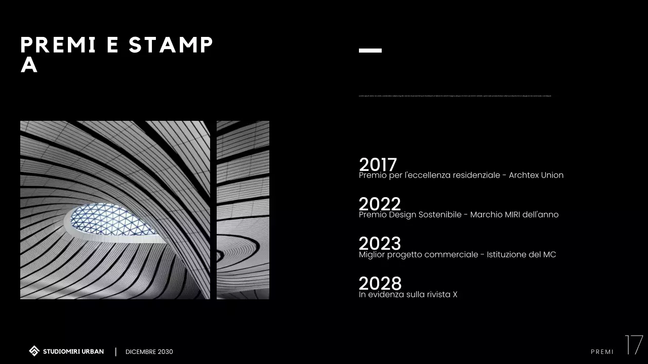Presentazione del portafoglio di architettura moderna e minimalista