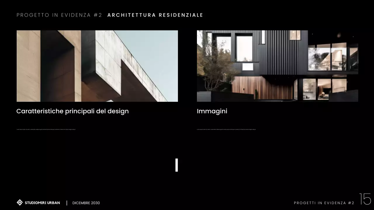 Presentazione del portafoglio di architettura moderna e minimalista