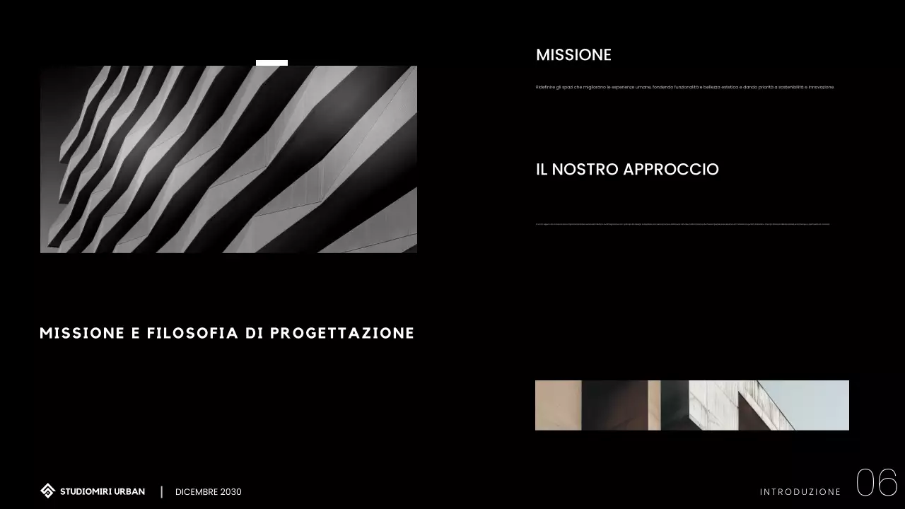 Presentazione del portafoglio di architettura moderna e minimalista