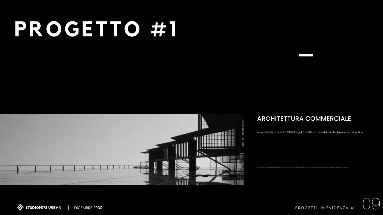 Presentazione del portafoglio di architettura moderna e minimalista