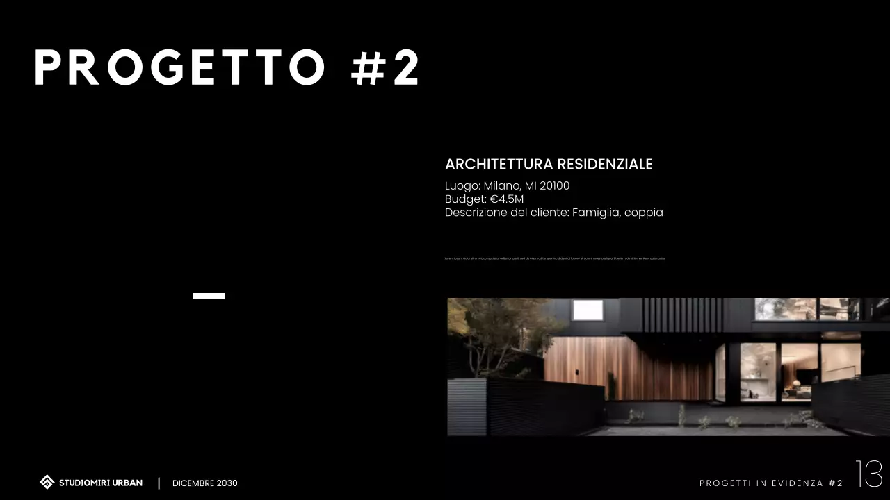 Presentazione del portafoglio di architettura moderna e minimalista