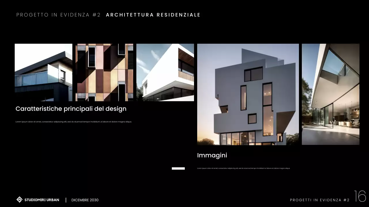 Presentazione del portafoglio di architettura moderna e minimalista