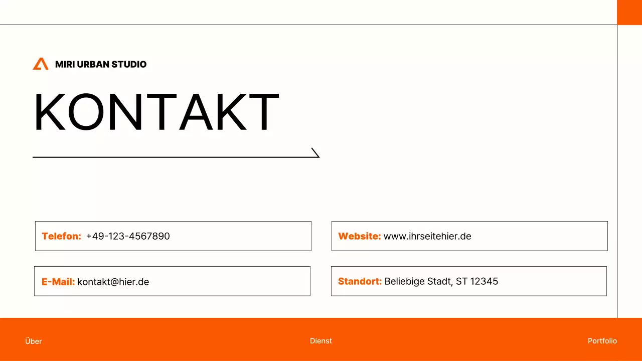 orangefarbenes Portfolio moderner Architektur