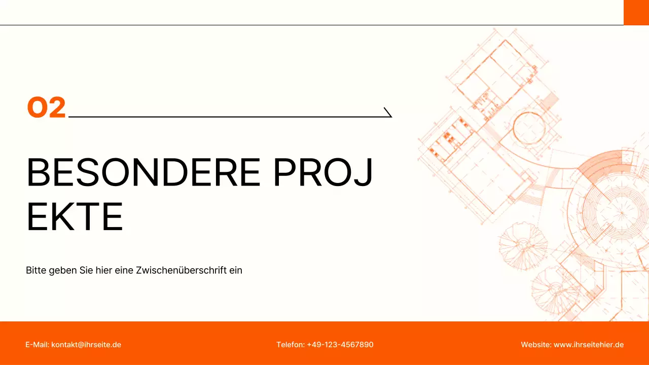 orangefarbenes Portfolio moderner Architektur