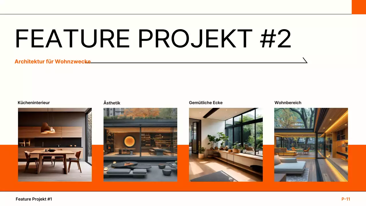 orangefarbenes Portfolio moderner Architektur