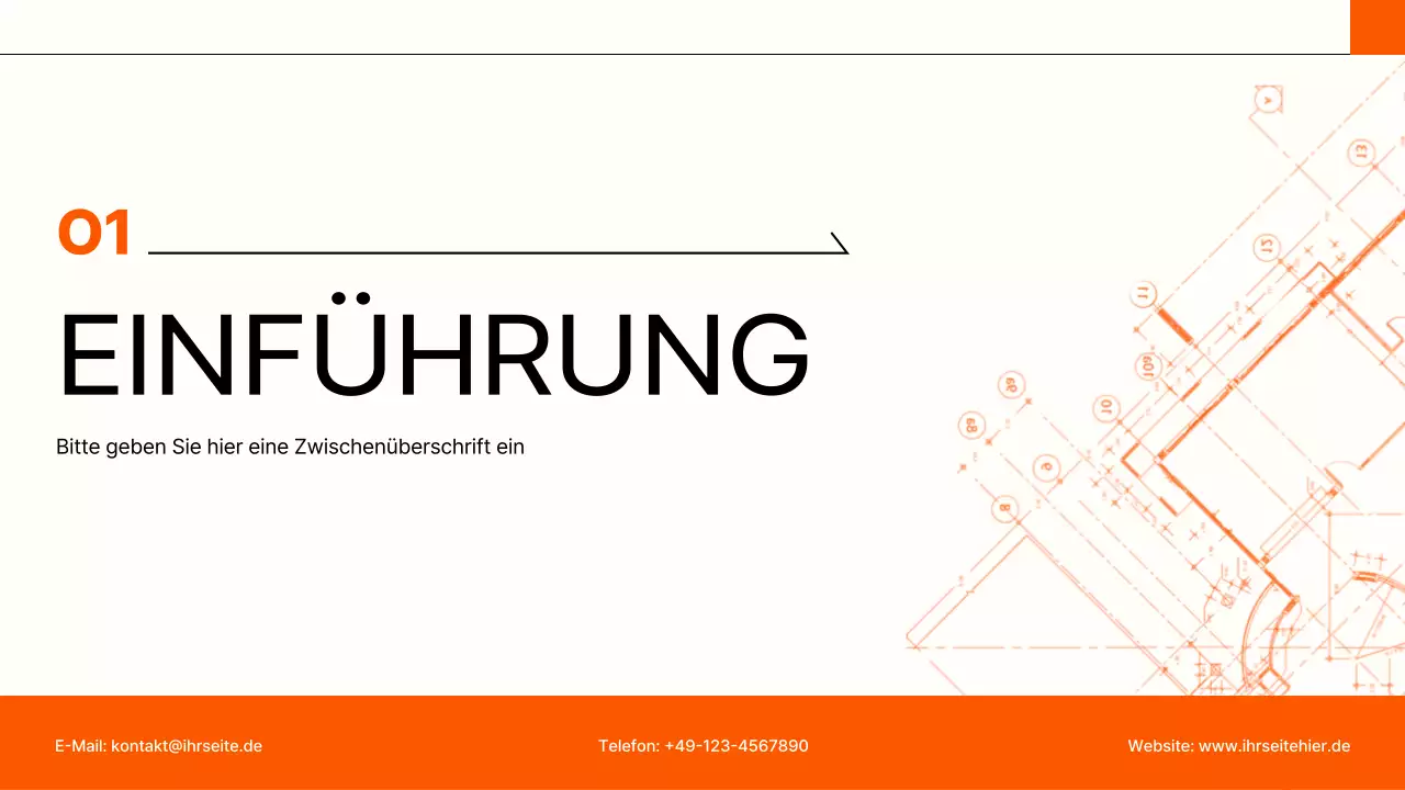 orangefarbenes Portfolio moderner Architektur