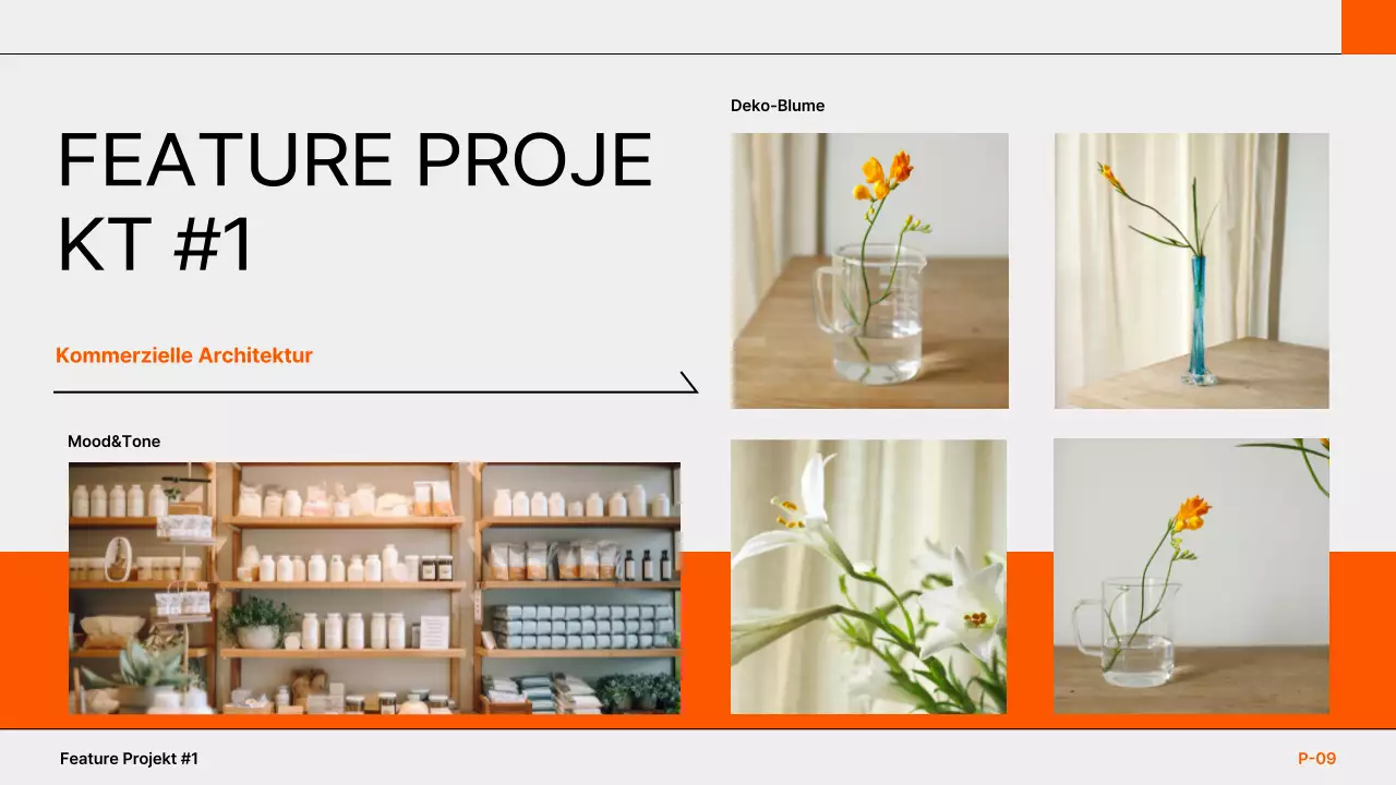 orangefarbenes Portfolio moderner Architektur