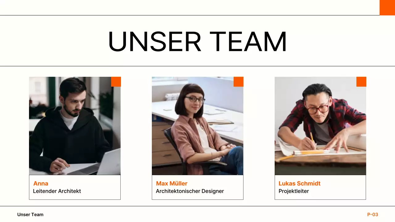 orangefarbenes Portfolio moderner Architektur