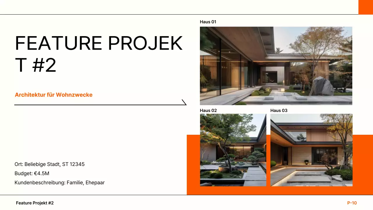 orangefarbenes Portfolio moderner Architektur