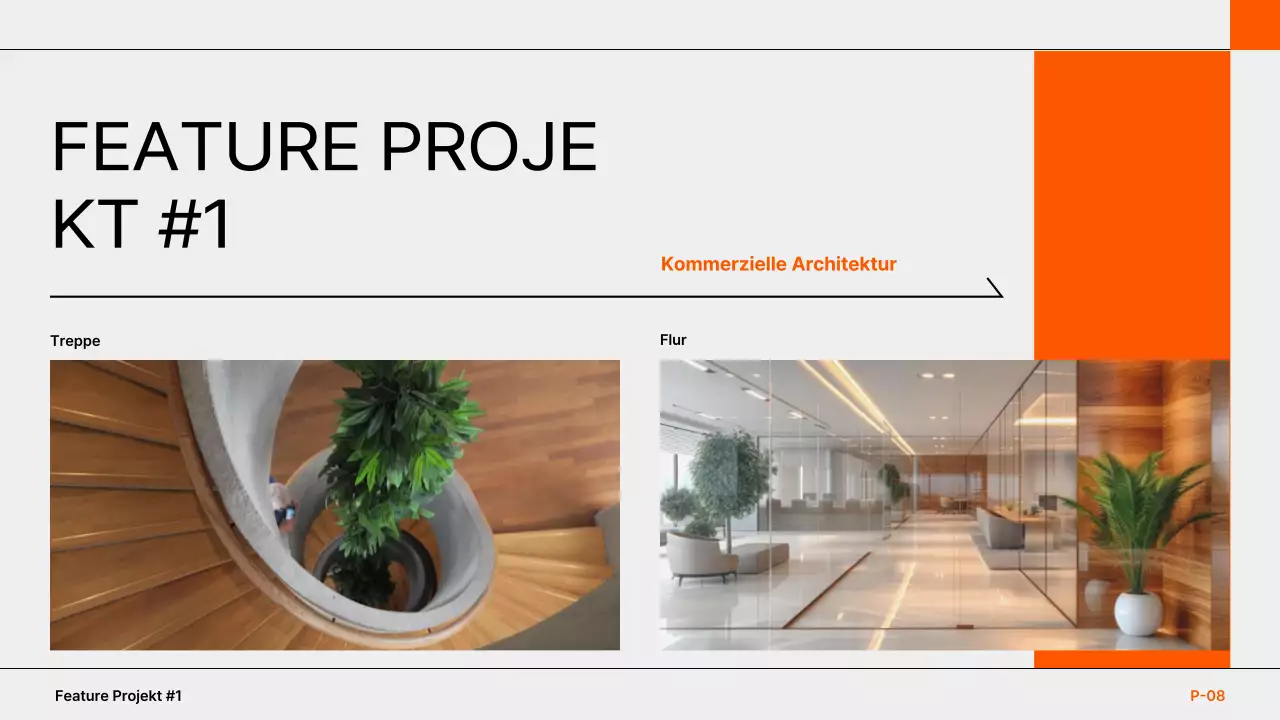 orangefarbenes Portfolio moderner Architektur