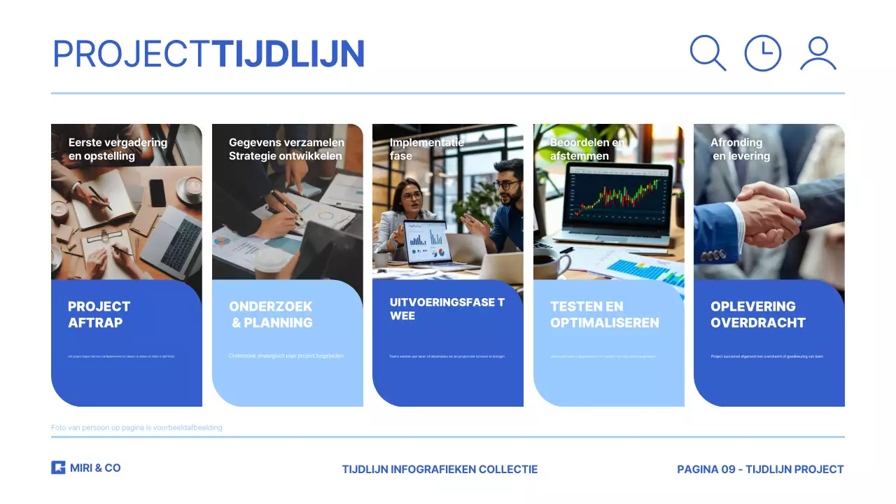 Tijdlijn Infographics Collectie Presentatie met verschillende van leuke tot strakke ontwerpstijlen