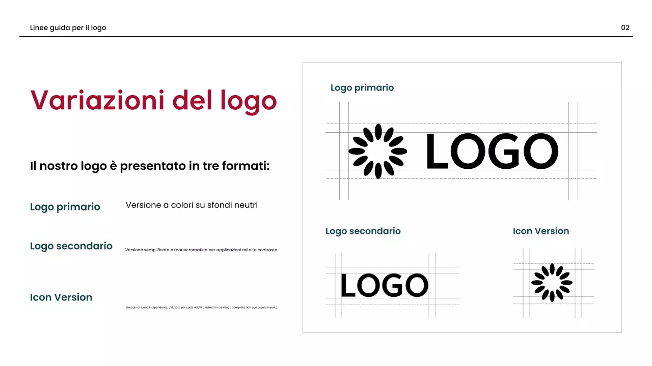 linea guida del marchio professionale rosso