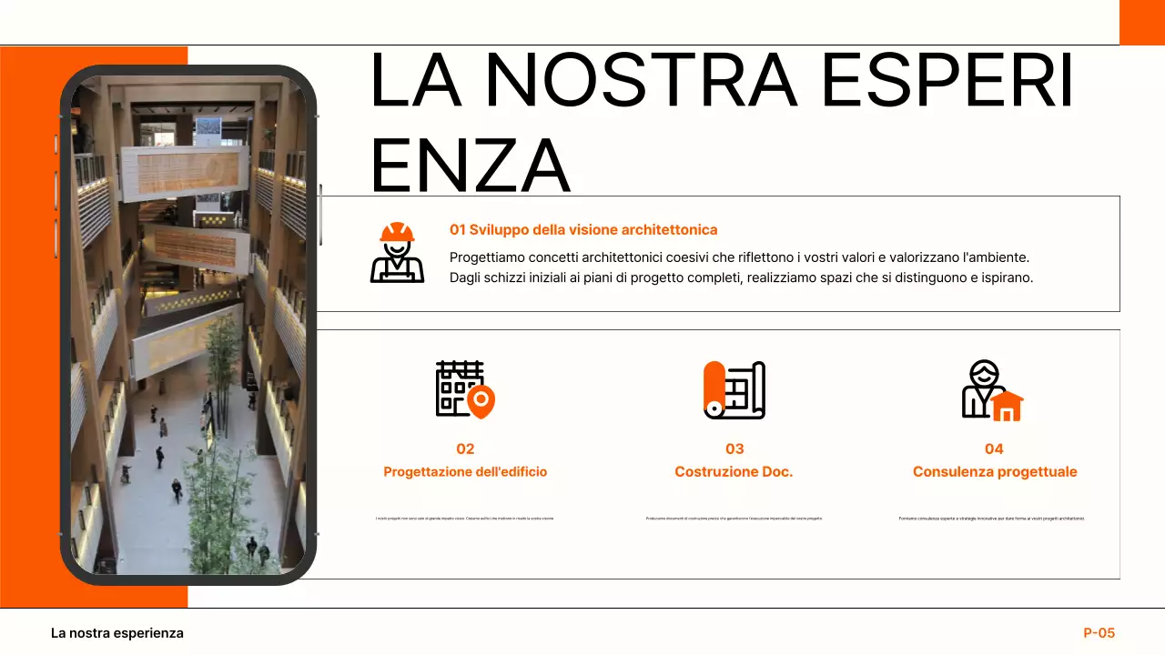 portfolio di architettura moderna arancione