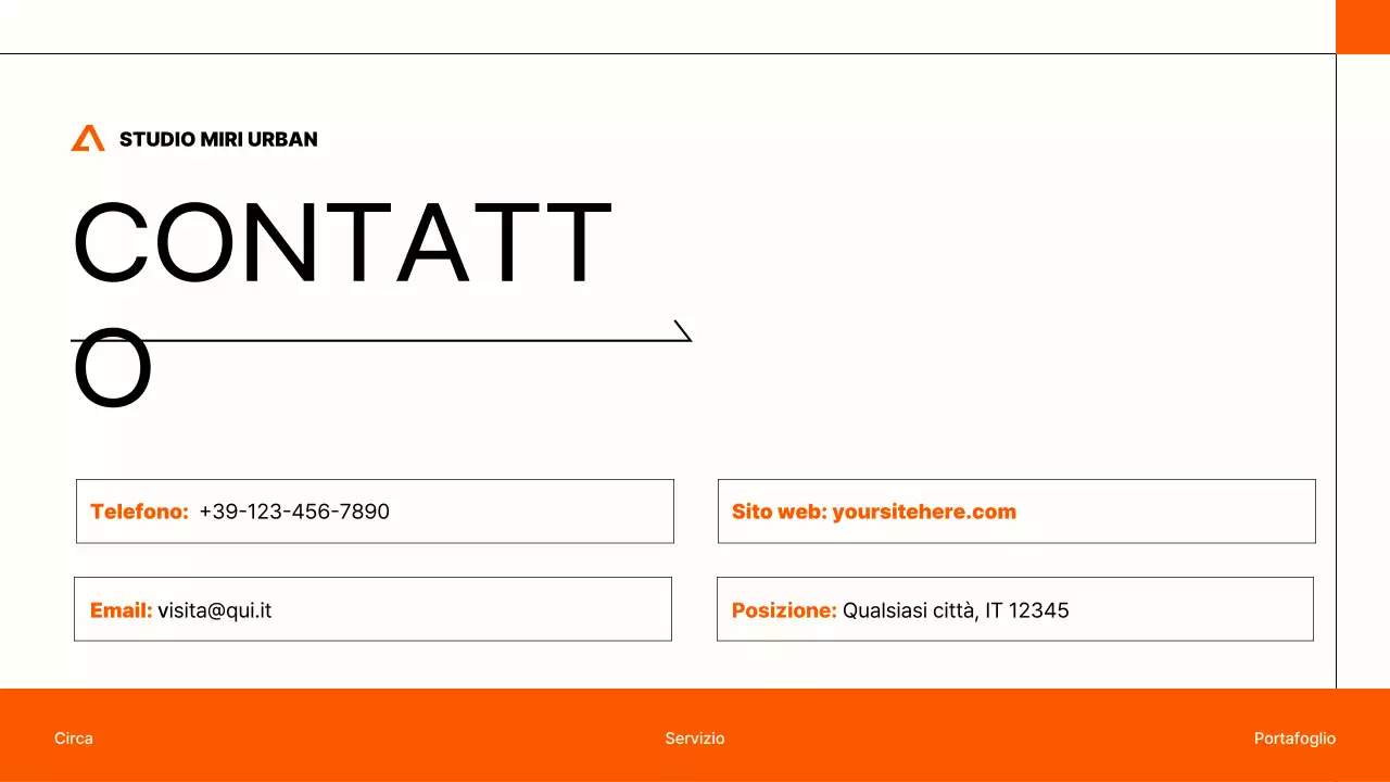 portfolio di architettura moderna arancione