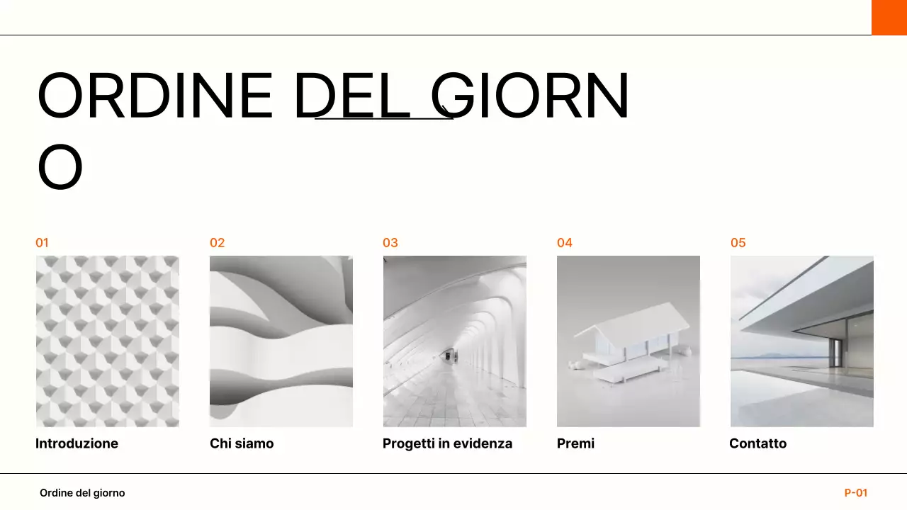 portfolio di architettura moderna arancione