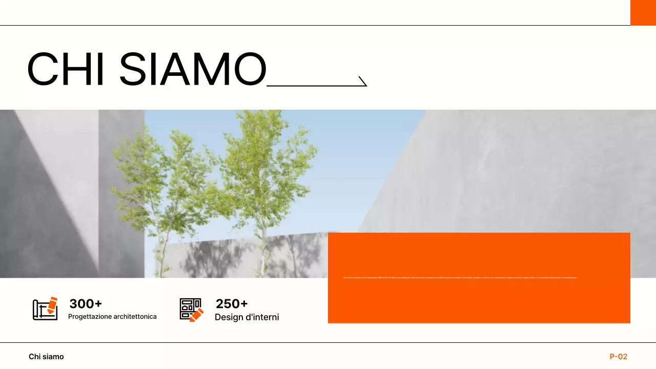 portfolio di architettura moderna arancione