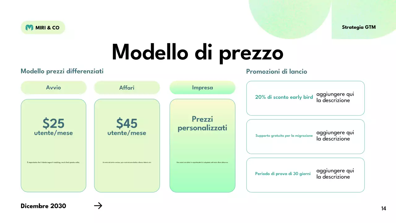 piano strategico verde moderno