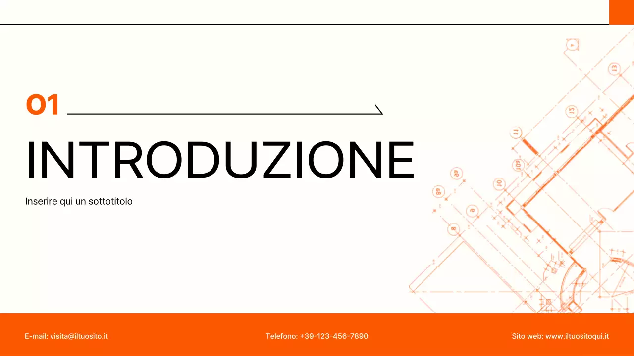 portfolio di architettura moderna arancione