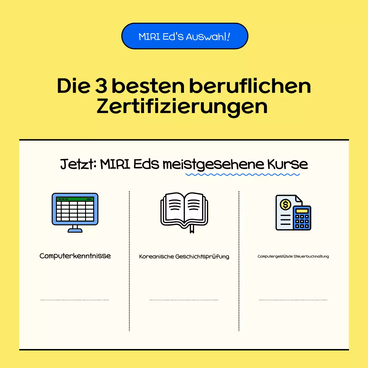 Gelbe Anzeige für saubere Zeugnisse