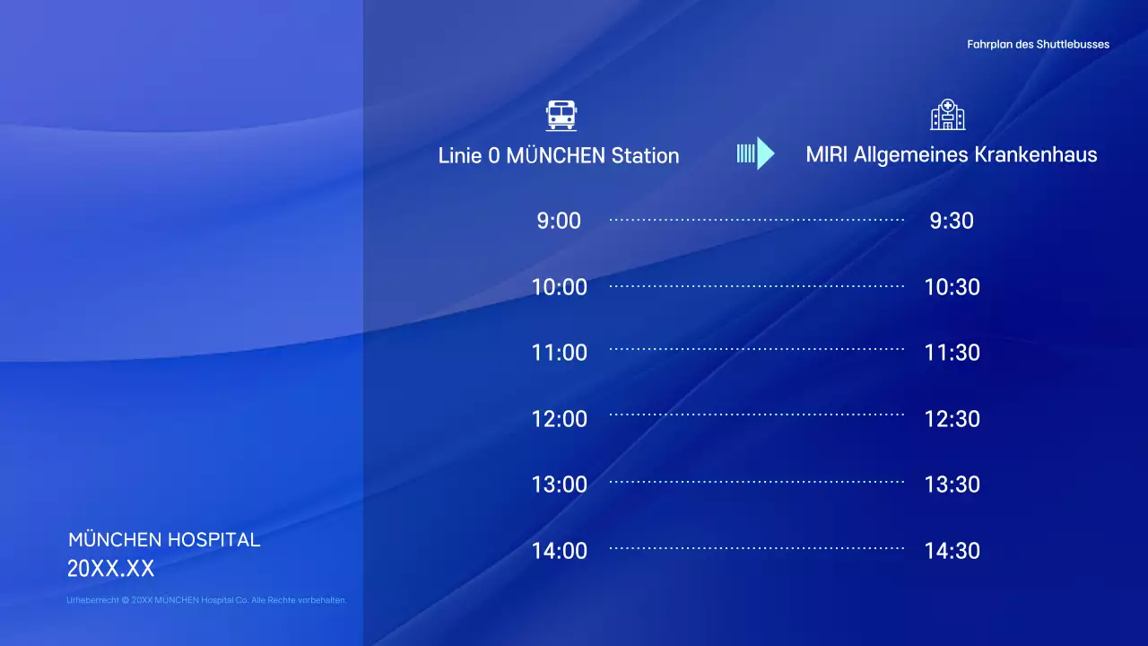 Hellblauer moderner Krankenhausführer