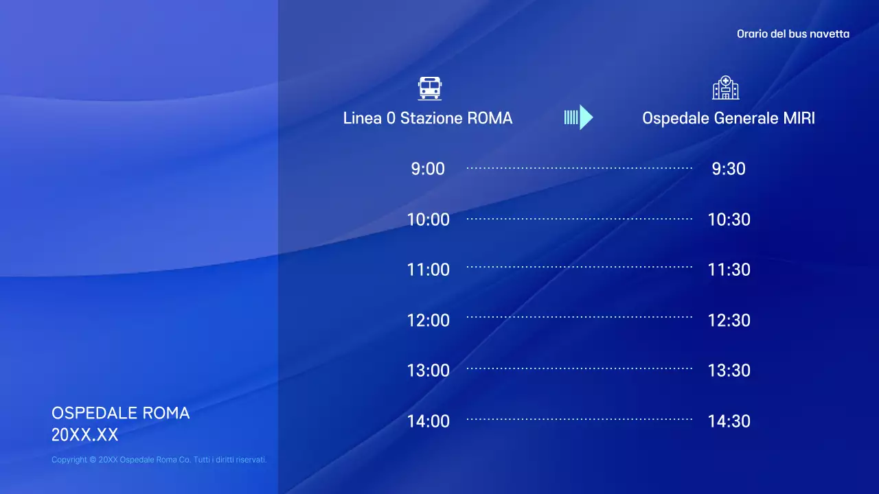 Guida ospedaliera moderna di colore azzurro