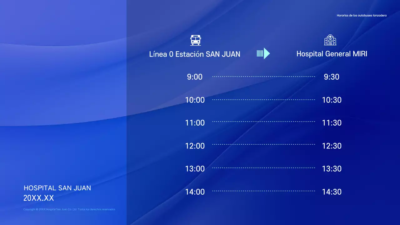 Guía de hospitales modernos azul claro