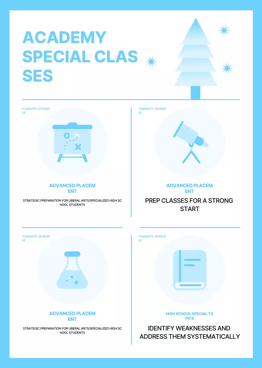 Kuliah khusus penerimaan dengan ilustrasi geometris berwarna biru muda