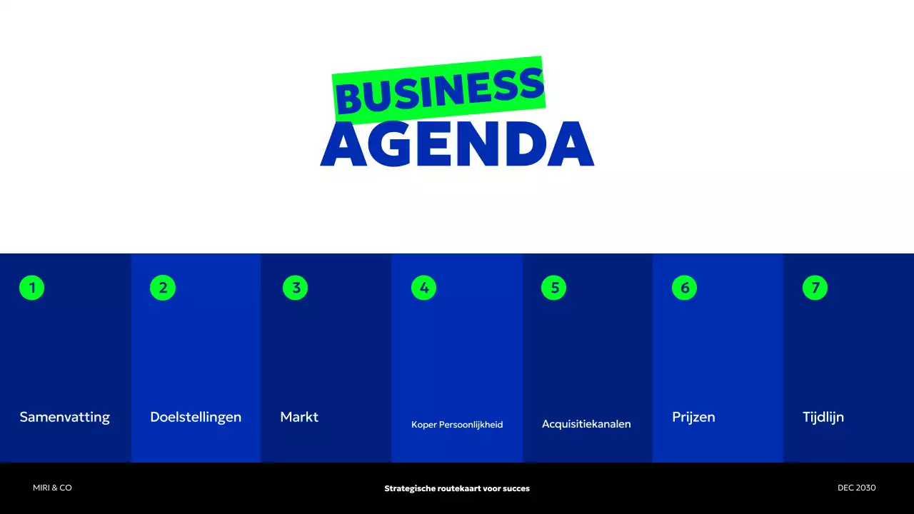 blauw modern ondernemingsplan