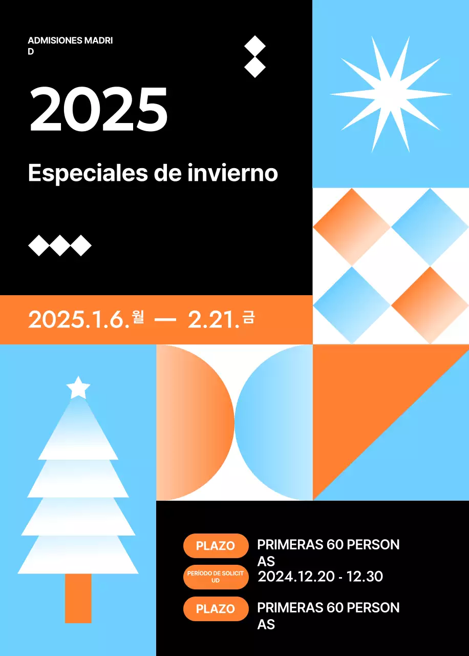 Conferencia especial de admisión con ilustración geométrica azul claro