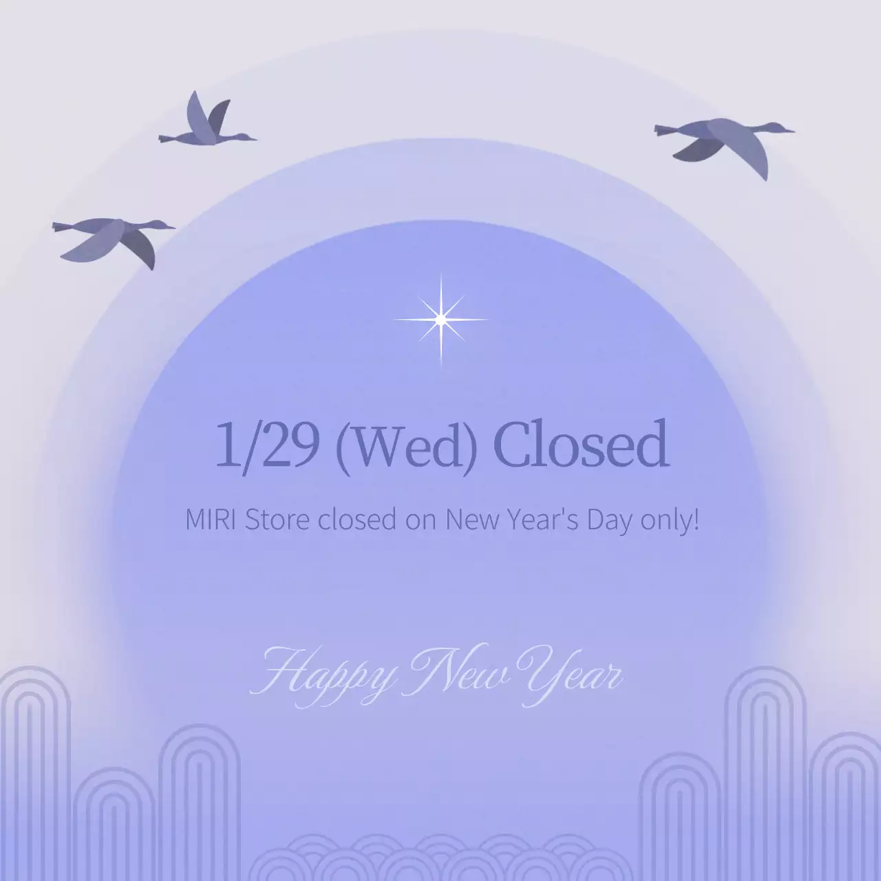 Aviso da loja Blue Elegant Postagem nas redes sociais