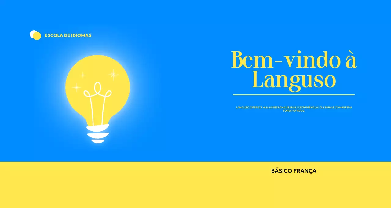 Promover uma escola de línguas estrangeiras moderna com ilustrações de lâmpadas