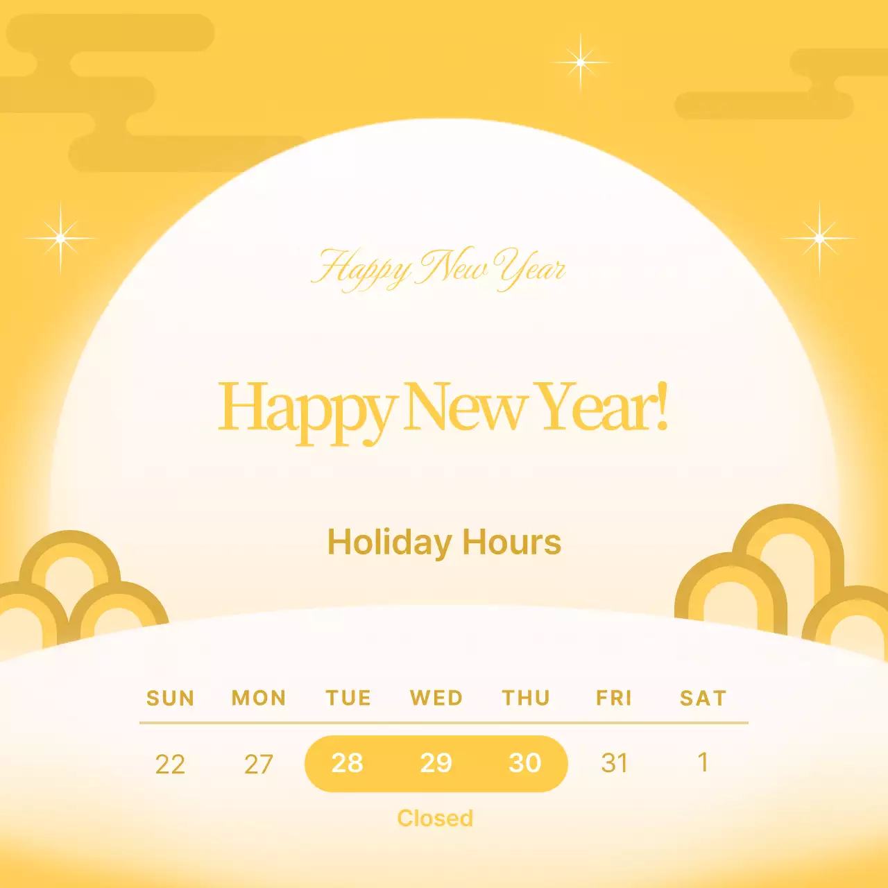 Anúncio de feriado minimalista amarelo na mídia social