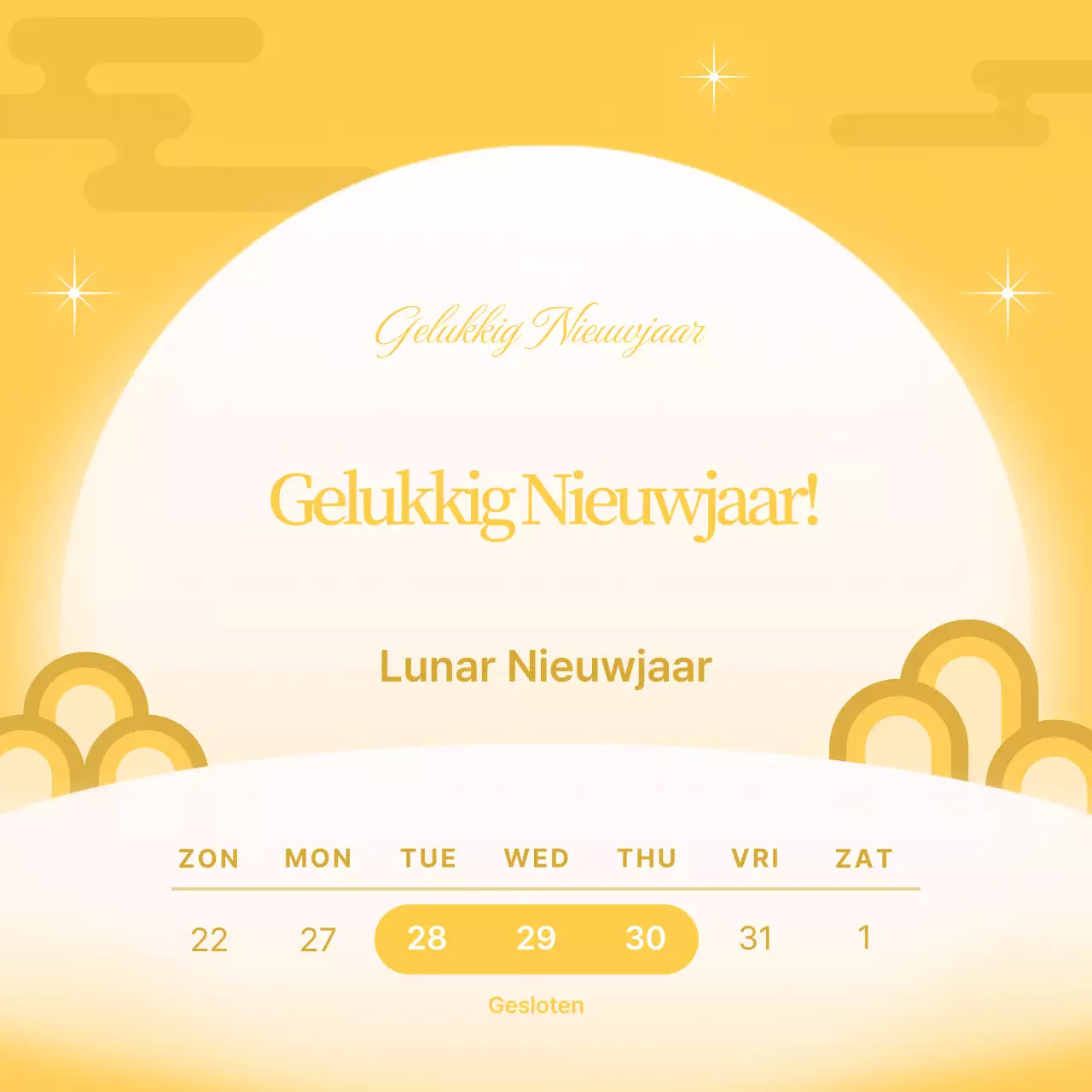 Gele traditionele nieuwjaarsgids